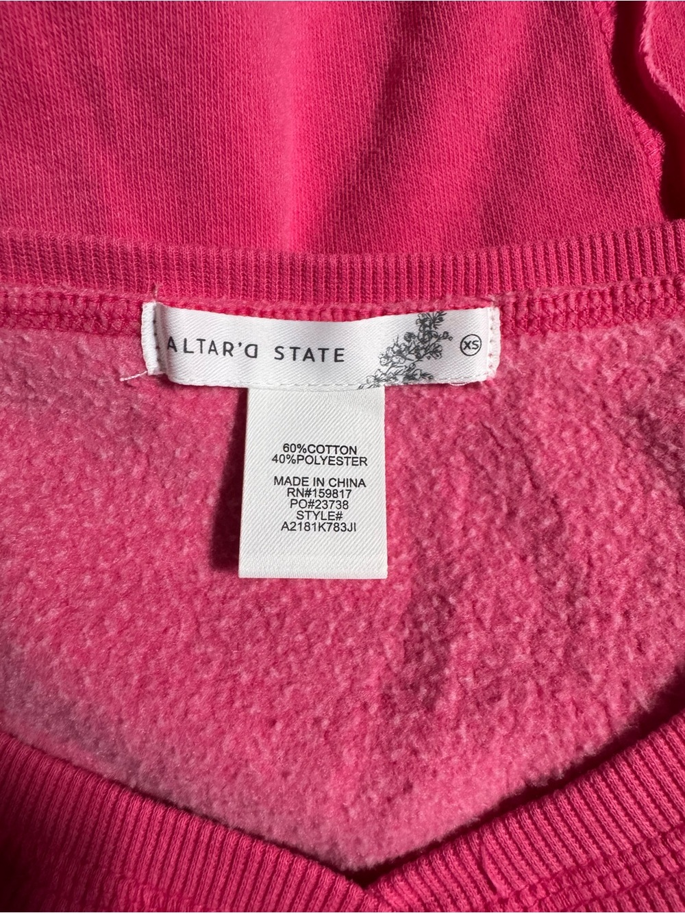 Altar'd State Vibrant Pink V-Neck Pullover - Picture 3 of 3